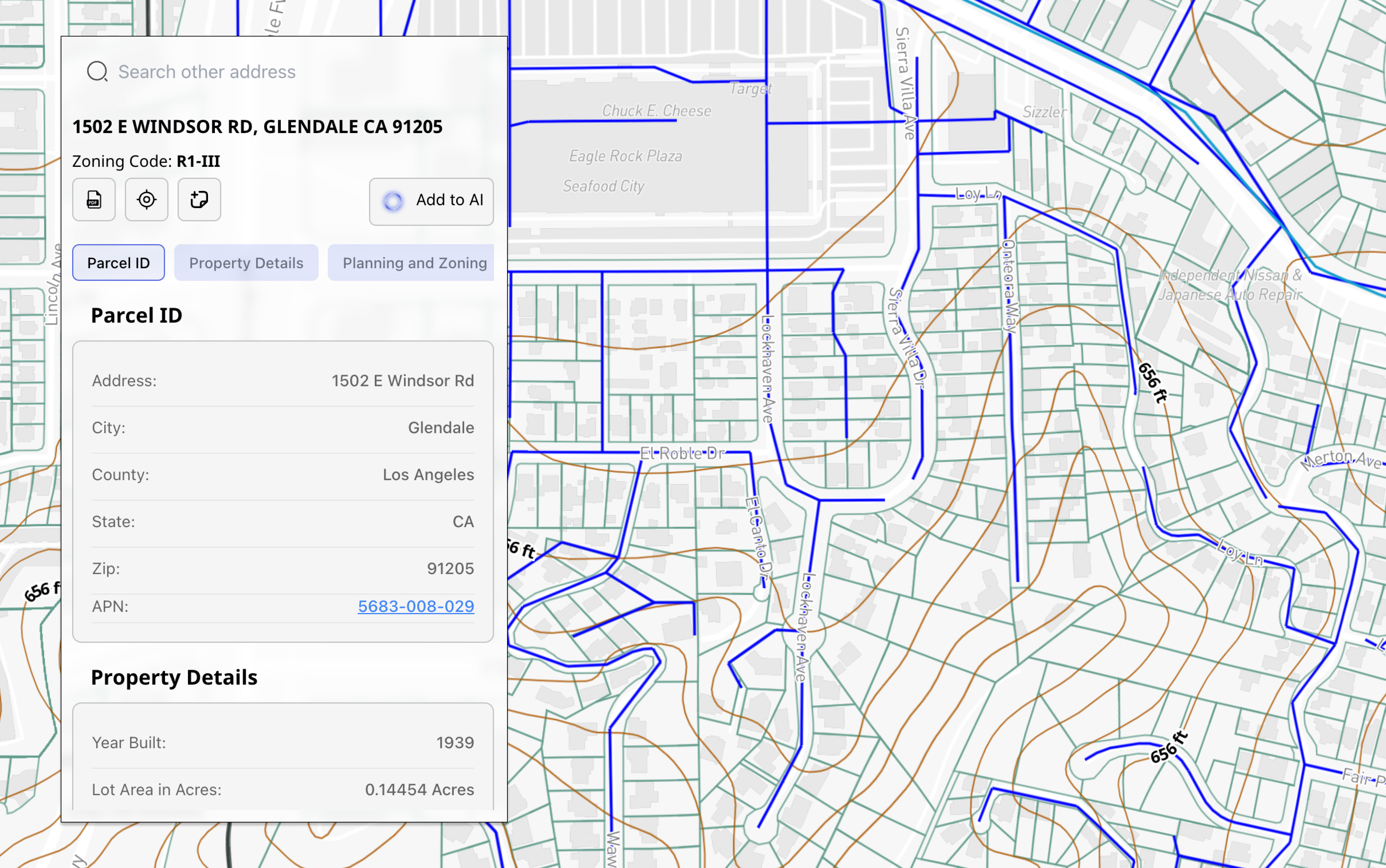 Property ROI and zoning feasibility configuration – ArchiWise AI dashboard
